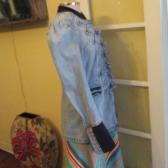 Free People Denim Military Jacket Long Small - Picture 4 of 10